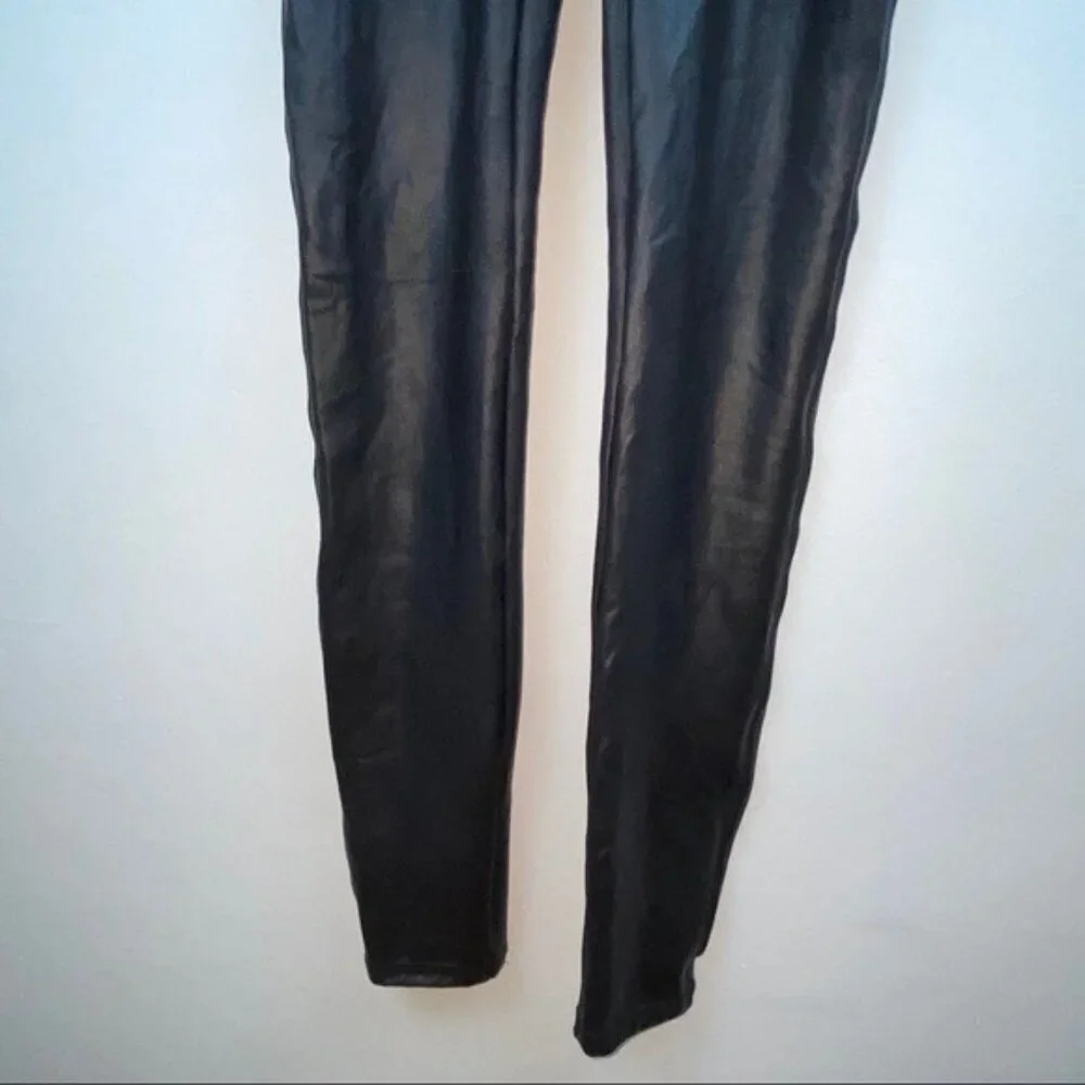 Spanx Faux Leather Black‎ Metallic Legging Large PETITE - Picture 7 of 10